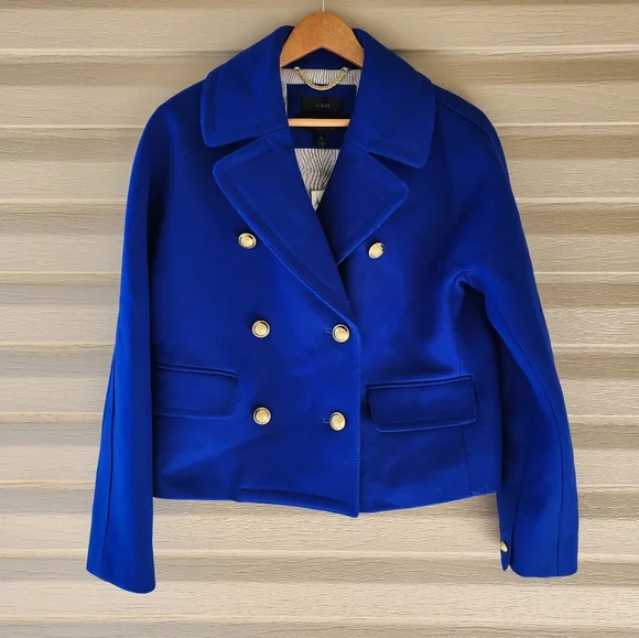 J. Crew Melton wool royal blue coat size 10 - Picture 3 of 14